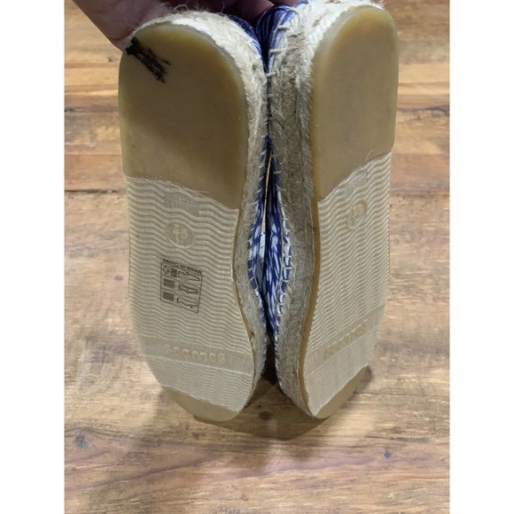 Soludos Women’s Flat Slip On Espadrille Blue White Ikat Print Jute Trim 9.5 NEW - Picture 6 of 8